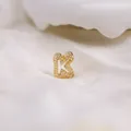 Gold plated letter K charm with sparkling white zircon stones for custom bracelets - Letter K