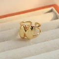 Verstelbare gouden messing ring met 3D-letter W in gepolijste ballonstijl design - Letter N / Goud