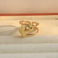 Gouden ring met letter P ballonstijl en dubbele verstelbare open band - Letter P / Goud