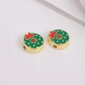Macro view of Christmas wreath charms with red bows and green enamel for DIY jewelry - Christmas Wreath Style (01)