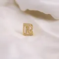 Gold plated letter R charm with clear zircons for personalized DIY bracelet jewelry - Letter R