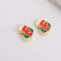 Detail of Christmas stocking jewelry charms with red and green enamel and gold star patterns - Christmas Sock Style (04)