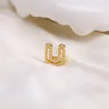 Sparkling gold letter U charm with micro-pave cubic zirconia for DIY bracelets - Letter U
