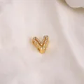 Gold plated DIY letter V charm with cubic zirconia pavé for personalized bracelets - Letter V