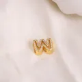 Golden letter W charm bead with micro-pave zircons for DIY bracelet necklace - Letter W