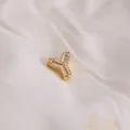 Golden letter Y charm with micro-pave cubic zirconia for DIY jewelry making - Letter Y