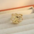 Verstelbare gouden 3D-letter Z ring met dubbellaags open messing ontwerp voor dames - Letter Z / Goud