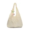 Chique crème gebloemde kant shopper met roze tulp hanger en zachte schouderbanden - Met Hanger / Roze