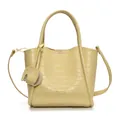 Sac seau jaune clair à motif crocodile avec breloque éléphant et bandoulière - Jaune