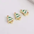 Drei vergoldete Weihnachtsbaum-Anhänger mit bunter Emaille für DIY-Schmucksets - Weihnachtsbaum Stil 3 (13)