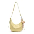 Bolso de hombro minimalista amarillo pálido efecto cocodrilo con un oso de peluche - Amarillo