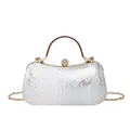 Elegante weiße Clutch mit Schlangenmuster, Glitzergriff und Diamantverschluss für Damen - Weiß