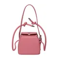 Mini borsa a trapezio rosa in pelle sintetica con tracolla sottile e finiture argentate - Rosa