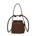 Borsa a scatola trapezoidale marrone scuro in PU con trama litchi e fibbia argento - Marrone