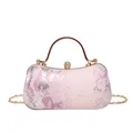 Abendhandtasche mit rosa-violettem Schlangenmuster, goldenem Griff und Kettenriemen - Rosa