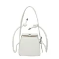 Mini borsa a tracolla bianca in pelle PU con texture litchi e tracolla annodata unica - Bianco