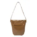 Vintage-Beuteltasche in Braun aus Lackleder mit Nieten und großem Fassungsvermögen - Braun