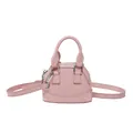 Bolso de concha rosa minimalista en charol brillante con herrajes plateados y bandolera - Rosa