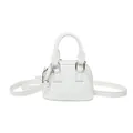 Mini bolso de charol blanco brillante con herrajes plateados y correa ajustable - Blanco