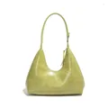 Green croc-effect crescent hobo underarm bag with minimalist curved silhouette - Vintage Green