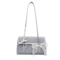 Sac bandoulière argenté avec texture boisée et décoration de nœud en organza - Argenté