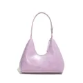 Sleek lavender crocodile-embossed hobo shoulder bag with adjustable strap and metal buckle - Vintage Purple