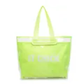 Neon green large capacity PVC tote bag with IT CHICK logo for stylish summer travel - Green