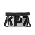 Silver and black messenger bag with KP7 print and adjustable buckle closure - KP7 Printed Style (GSS8823) / Silver
