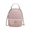 Stilvoller pinkfarbener Mini-Rucksack mit Steppmuster, Kettengurt und Silberverschluss - Rosa