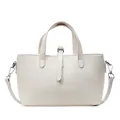 Bolso tote blanco de cuero sintético con textura de piedra y correas dobles - Blanco Roto