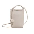 Mini borsa a tracolla beige crema con motivo litchi e dettaglio cinturino a nodo - Bianco Sporco