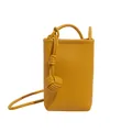 Mini borsa a tracolla in pelle gialla a grana di litchi con dettaglio nodo intrecciato - Giallo Zenzero