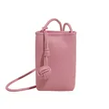 Mini borsa a tracolla rosa in pelle a grana litchi con tracolla a nodo elegante - Rosa