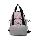 Mochila deportiva multifuncional rosa y gris con hebillas ajustables y cordón elástico - Rosa