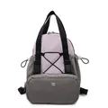 Mochila minimalista de nailon morado y gris con cordón y bolsillo con cremallera - Morado