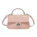 Bolso bandolera acolchado rosa para mujer con asa de cadena plateada y cierre de metal - Rosa