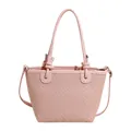 Borsa intrecciata rosa con manici circolari e tracolla regolabile con texture raffinata - Rosa