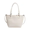 Elegante borsa a mano in pelle intrecciata bianco crema con dettaglio nodo e tracolla - Bianco
