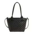 Elegante borsa tote in pelle intrecciata nera con doppi manici sottili e forma a trapezio - Nero