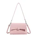 Bolso de hombro en cuero PU rosa con diseño de cuadros y hebillas de metal plateado - Rosa