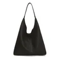 Minimalistische schwarze gewebte Hobo-Tasche mit hoher Kapazität und Schultergurt - Schwarz
