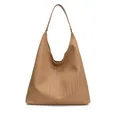 Braune gewebte Tote-Tasche im großen Hobo-Stil mit Leder-Schulterriemen - Khaki