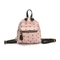 Rosa Mini-Rucksack mit Schleifendruck und strukturierter Prägung mit schwarzen Trägern - Rosa