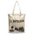 Sac fourre-tout transparent en PVC avec insert en toile blanche et motif LE BATELEUR - Noir et Blanc