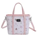 Borsa tote bianca con manici rosa e stampa di orsetti per la moda femminile - Rosa