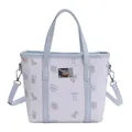 Borsa a secchiello alla moda con stampa floreale per donna e motivi di orsi e conigli - Blu