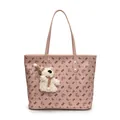 Sac fourre-tout rose avec imprimé ours et pendentif ours en peluche pour femme - Avec Ornement / Rose