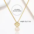 Detail of flower necklace showing 41+4cm length and 3g weight with pearl pendant - Hollow Clover Pearl Style (X0413)