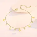 Elegant gold butterfly anklet with zircon charms and adjustable lobster clasp closure - Butterfly Round Zirconia Adjustable Style (TL0007)