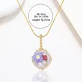 Detail of floral pendant necklace featuring freshwater pearl and purple enamel petals - Light Purple 3D Flower Style (X3959)